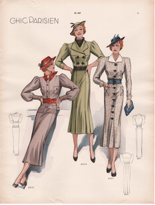 Vintage French fashion prints 1936